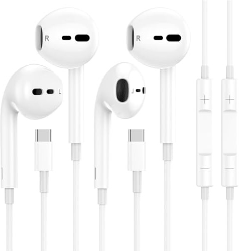 Lot de 2 cuffie intra-auricolari USB C con cavo per iPhone 17,2, con microfono e controllo del volume, compatibili con iPhone 17 Pro Max/16 Pro/15 Pro, Samsung Galaxy S25, Google Pixel e