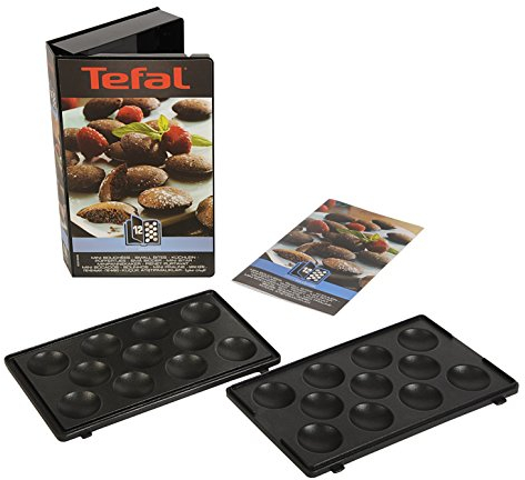Tefal XA8012 Snack Collection Platte Küchlein/Pofferties Nummer 12 | passend für Tefal SW85XX Snack Collection | Inklusive Rezeptbuch | Schwarz