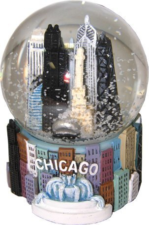 Great Chicago gifts Chicago Skyline Schneekugel, 8,9 cm, Modern, Glas, Blau, Grün, Schwarz, Grau, Beige, Weiß, Rot