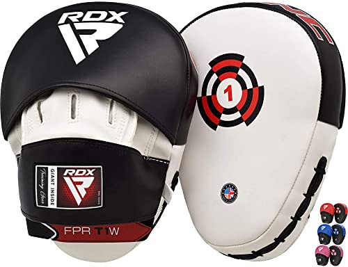 RDX Pattes d'ours Boxe MMA Incurvé Art Martiaux Bouclier Pao Muay Thai Kick Boxing Bouclier de Frappe Cible D'entraînement Mitaines Focus Pads Sports de Combat Taekwondo Blanc.