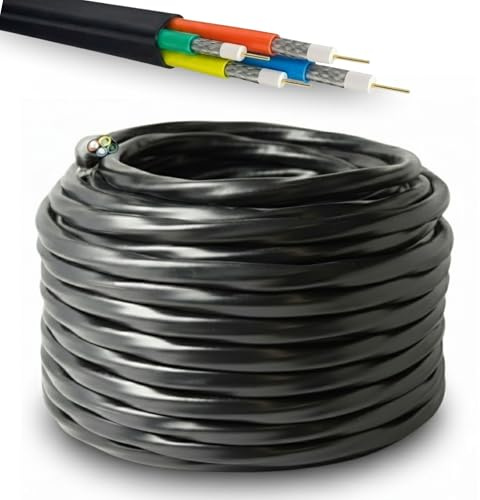 Premium X 10m Quattro Quad Kabel 4in1 SAT Koaxialkabel 4-Fach Schwarz | UV-beständig für LNB Multischalter Antennenkabel 90 dB 2-fach geschirmt Digital 4K 8K UHD DVB-S2 Koax Außen