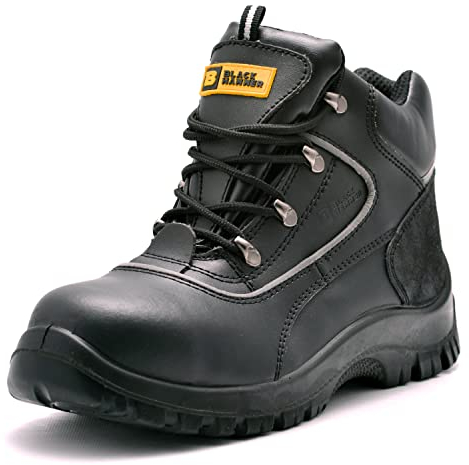 Black Hammer Mens Safety Boots Steel Toe Cap S3 SRC Work Shoes Ankle Leather 7752 (7 UK)