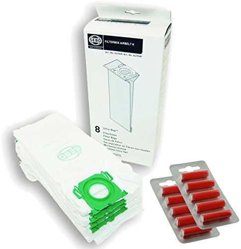 Sebo Ultrabag Airbelt Komfort K1 K3 Vulcano Genuine Vacuum Cleaner Bags (Pack of 8 + 10 Fresheners)