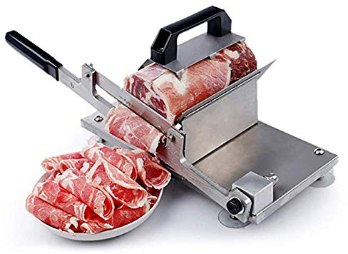 Hanchen Cortadora de Carne Congelada Manual Industrial Rebanadora de Carne Acero Inoxidable para Cortar Cordero/Ternera/Verduras ST200 con Grosor de Corte 0.2-10 mm CE