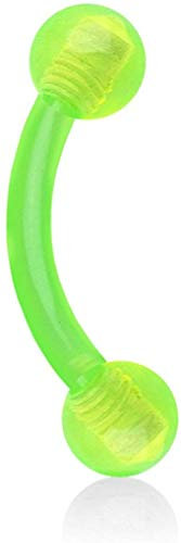 viva-adorno® Piercing Banane Augenbrauenpiercing Kunststoff Acryl Kugeln Größen Z306 grün, 1,2x10x4mm