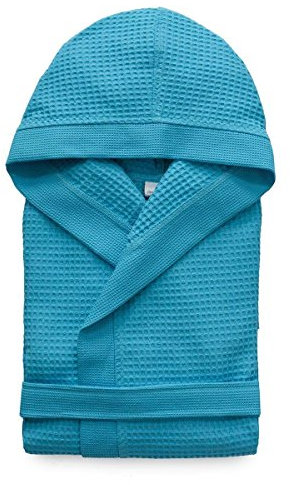 Morbidissimi Accappatoio Nido D’Ape Per Uomo e Donna Con Cappuccio, Cinturino e 2 Tasche, Accappatoi Leggeri Puro Cotone, Pratico e Compatto, S276 (Accappatoio Turchese, S)