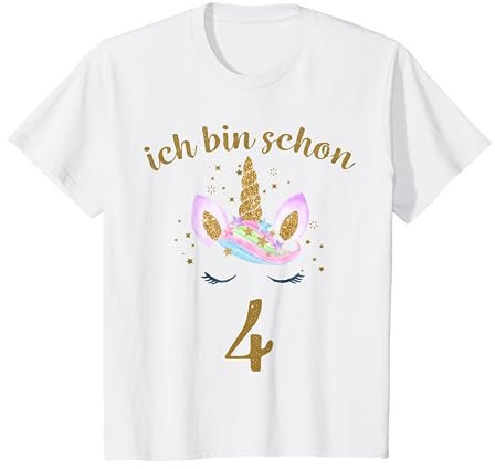 ich bin schon 4 Geburtstagsshirt Einhorn 4 Jahre Mädchen T-Shirt
