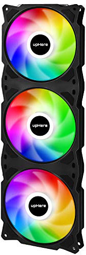 upHere 360mm All-in-One Auto RGB Computer Case Fan with PWM 4-Pin Interface High Performance Cooling Low Noise for Enhanced PC Cooling Black AUTO RGB,PWM 4-Pin,PF360CF4