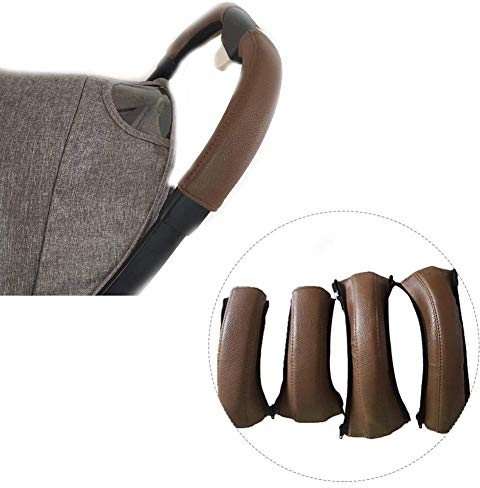 PU Leder Reißverschluss Griffschutz Kinderwagen Schutzhüllen, Universal Abdeckung Deckt Griff Für Kinderwagen, Kinderwagen Armlehne Lederbezug Schutzhülle Staubdicht, 4 STÜCK