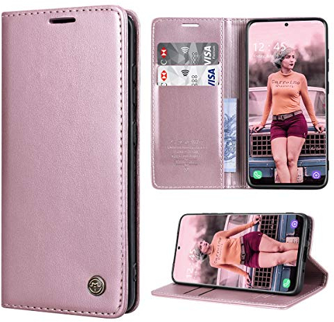 RuiPower Schutzhülle für Samsung Galaxy S20, PU-Leder, Brieftasche, Buchschutz, [Magnet] [Kartenschlitze] [Standfunktion] für Samsung S20 – Roségold
