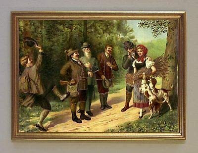 Kunstdruck des Jägers liebste Jagd Jagdbild Jagdhunde Flirt Holz Wilderer A3 268 Gerahmt