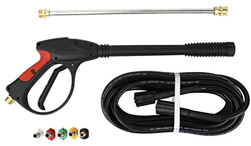 Triclicks High Pressure Power Washer Gun Spray Gun Garden Watering Sprayer + 18.5 Extension Wand + 5 Connect Nozzles + 10m Water Hose, Pressure Washer Lance for Car Wash Window Washing Home Cleaning