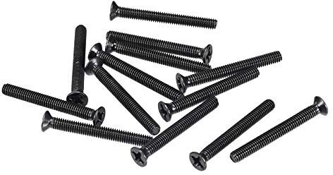 sourcing map M3 x 25mm Phillips Screw Fastener Black for Laptop PC TV Fan Switch 50pcs