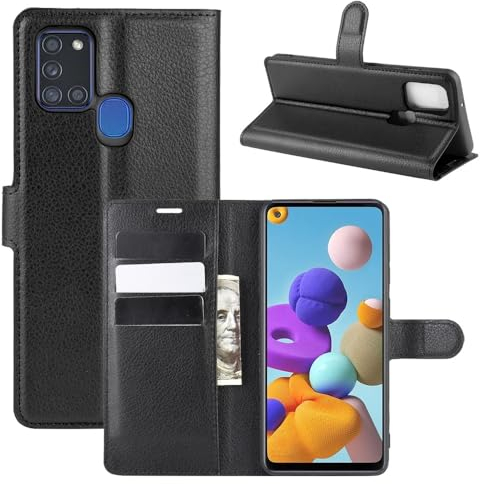 betterfon | Samsung Galaxy A21s Hülle Handy Tasche Handyhülle Etui Wallet Case Schutzhülle mit Magnetverschluss/Kartenfächer für Samsung Galaxy A21s SM-A217F Schwarz