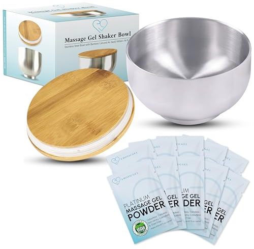 Set de gel de massage Nuru Platinum en poudre | 10 x poudre de massage en sachet de 5g | 1 x bol de 500ml