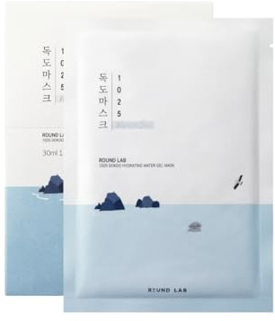 ROUND LAB 1025 Water Gel Hydration Mask(10ea) | Hydration locking, Cooling, Rejuvenating, Easy layering, Unscented for sensitive skin (10ea)