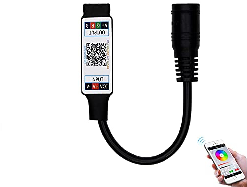 Mini RGB Bluetooth Controller DC 5V 12V 24V Musik BT Smart APP Controller Lichtleiste Steuerung für RGB LED Streifen 43mm indoor use (Mini DC Bluetooth Schwarz)