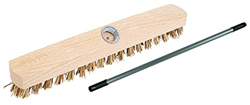 Novaliv Schrubber aus Holz mit Borsten Wischer mit Gewinde und Teleskopstange Scheuerbürste Union Boden-Bürste Ideal für Reinigung Balkon Terrasse Garten Innen- Außenbereich…