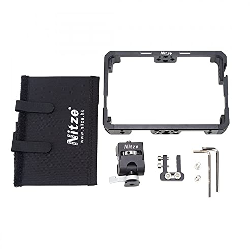 Nitze 14 cm (5,5 Zoll) On-Kamera-Feld-Monitor-Käfig, Halterung für Sonnenblende, HDMI-Kabelklemme für PortKeys BM5 WR III BM5WR (JTP3-BM5)