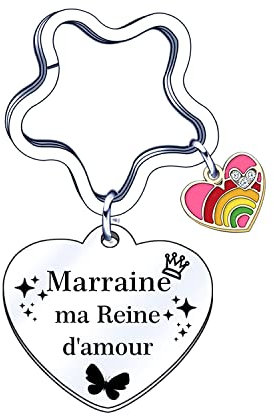 LUODAN Cadeau Marraine Porte clef noël Marraine Porte-clés Cadeaux Porte-clés fête des Mères Femmes au foyer Marraine d'anniversaire,Cadeaux de Famille (2)