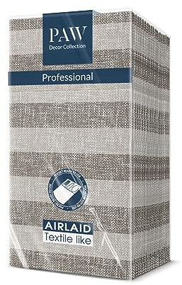 PAW - Servietten aus Airlaid - Stoffähnlich (1/8 pocket) I 25 Stück I Ideal für Hochzeit, Taufe, Kommunion, Geburtstag I Stoffservietten - Natur, Braun, Streifen I Farbe: Linen Stripes (brown)