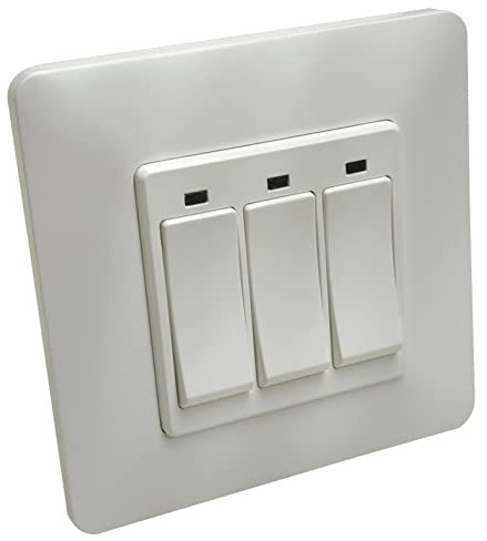 LED ATOMANT Interruptor Inteligente Wifi 3 Pulsadores, Color Blanco, Apariencia Clasica con medidas Standard, Pulsador de pared Control Mediante APP Smart Life, Compatible con Alexa, Google Assistant
