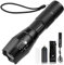 flintronic Linternas LED Alta Potencia, Linternas LED con 1 Cargador + 1 Convertidores de Batería, 2200Lúmene 5 Modos Impermeable Zoomable Linterna Táctica para Acampar (No Batería)