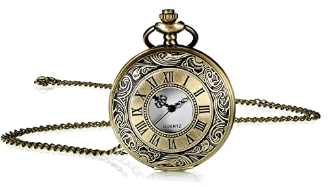 Vintage Taschenuhr, Taschenuhr Herren, Vintage Römische Ziffern Skala Quarz Taschenuhr, Retro Kettenuhr Uhr mit Kette, Klassische Herren-Taschenuhr, Analoge Quarz-Taschenuhr, Moderne Taschenuhr