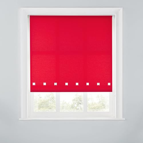 Trimmable Square Eyelet Roller Blind - 2FT - RED - 60cm(W) x170cm(L)