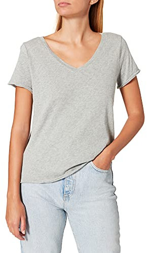 Marc OߴPolo Denim Mujer Camiseta de algodón orgánico con cuello de pico, Gris (Grau), XXL