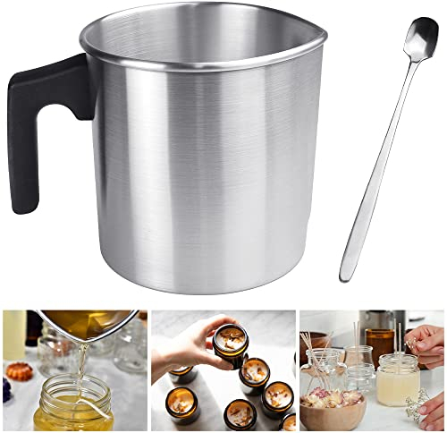 skytowards Kerzenherstellung Topf 1.2L Wachsschmelztopf Kerzenschmelztiegel Wachsschmelzer Schmelztopf Kerzenwachs Schmelzschale Schmelztiegel Wachs Gießtopf mit Löffel Candle Melting Pot für Kerze
