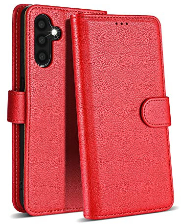 Case Collection for Samsung A14 Phone Case - Leather Folio Flip Kickstand Shockproof Cover with RFID Blocking Card Slots Wallet for Samsung Galaxy A14 4G / 5G Case Red