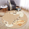 Highdi Tapis Rond Salon Rétro Chinois Tapis de Sol Décoration Antidérapant pour Salon Chambre Cuisine Balcon Terrasse Salle à Manger Intérieur & Extérieur (120cm,Fleur Beige)