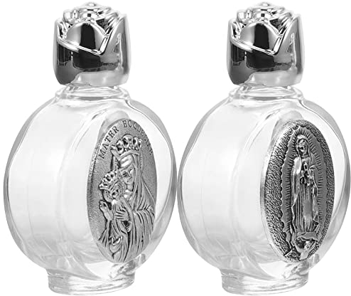 FOMIYES 2 Piezas Botella De Agua En Relieve Recipiente De Agua Bautizo Santa Botella Botellas De Pociones Botellas Sagradas Vacías Chica Aspersores Vidrio Viajar