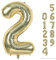 40 Inch Balloon Number 2 Champagne Gold, Large Foil Light Gold Number Balloons Set 0-9 for Women Men, Digital 2 Helium Balloons for Boys Girls 2nd Birthday Anniversary Graduation Party Decorations