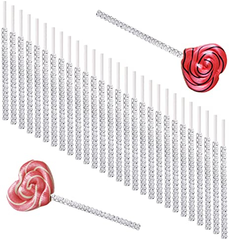 Rianpesn Bastoncini di Mele caramellate,30 Bastoncini di Caramelle Bling con Strass Diamond Mesh Wrap - Bling Stick per Mele, spiedini di Carta con Strass, Bling Stick per Lecca Lecca Croccante