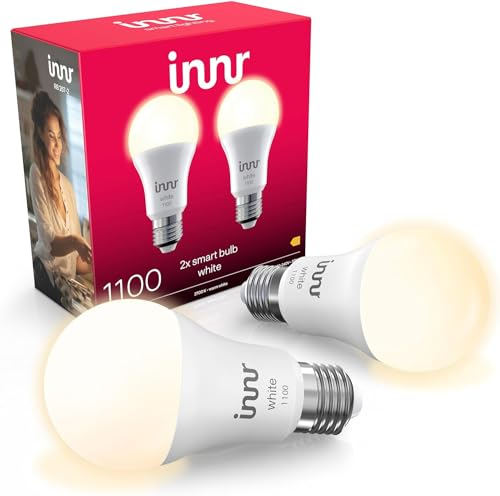 innr Zigbee E27 Smart Lampe, funktioniert mit Alexa und Hue* (Bridge erforderlich), Warmweiß, Glühbirne E27 Dimmbar, Smart Home Lampe, 1150 Lumen, 2-Pack