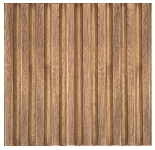 Eurodeco 3D Paneele PVC Kunststoffpaneele Wandpaneele Holzimitat Wand Decke 3D Optik Holz Lamellen (40) PVC 3D Platten, D167 Braun