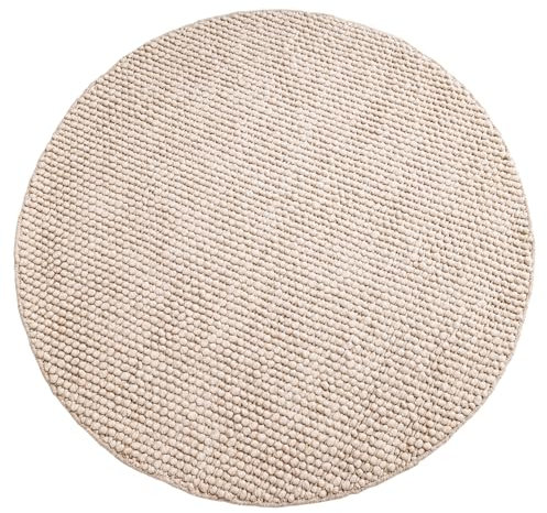 riess-ambiente.de Design Teppich Wool 150cm beige rund Wolle Handarbeit