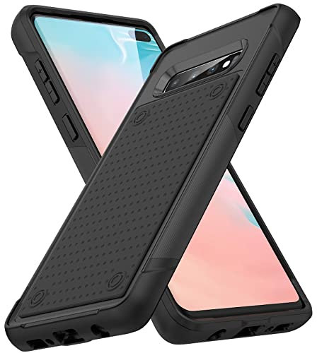 AWZHYDT Compatible with Samsung Galaxy S10+ Case 6.4 Inch (Not Fit Galaxy S10) with Dual Layer Protection Military-Grade 360 Full Body Shockproof Bumper Protection Galaxy S10 Plus Cover-Black