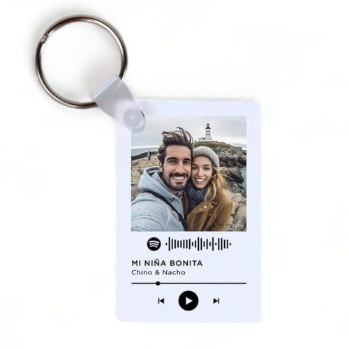 Genérico Llavero Personalizado con Foto Frase y Canción Placa Llaves Regalo para Pareja Amigo Amiga Aniversario San Valentin