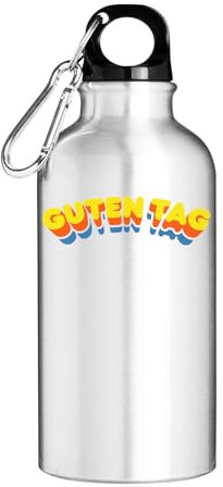 Atspauda Guten Tag Good Day Hello Tourist Trinkflasche Silber