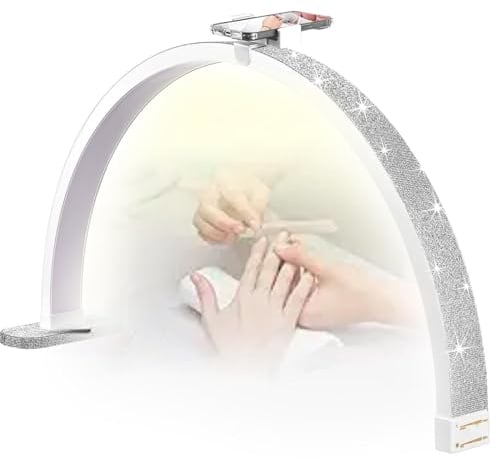 emobwdy Half Moon Nail Desk Lamp | 40w Half Moon Light For Nail Desk,Arch Light For Nail Techs | Nails Lamp Sparkle,Bright Light,Without Shadows,Large Work Space,Touch Brightness Adjustment,White