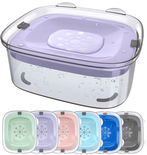 Heouvo 3L Dog Water Bowl No Spill, 101oz Large Spill Proof Dog Bowl Reduce Refill, Anti Splash No Mess Dispenser Dripless Slow Drinking Water Bowl for Sloppy Messy Drinkers (Violet)