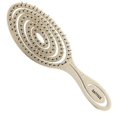 Santice Bio Haarbürste, Entwirrbürste geeignet für alle Haartypen, Kopfhaut Massagebürste, klimaneutrale Bürste, Haarbürste ohne Ziepen (Beige)