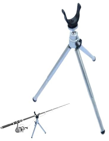 Missmisq Supporto per Canna da Pesca, Supporto per Treppiede in Lega di Alluminio, Pieghevole, per Asta da Mare, Silver