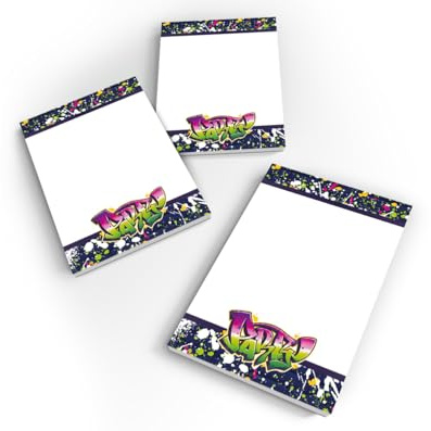 Junapack 12 Mini-Notizblöcke (A7-Format) Mitgebsel für Kindergeburtstag Gastgeschenke für Jungen Mädchen Graffiti neon