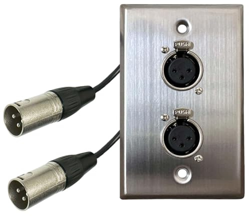 DIYTECH Premium XLR Wall Plate, Solderless, No Solder, Audio Wall Plate, for Pro Audio Installation (Female to Male 2-Port)