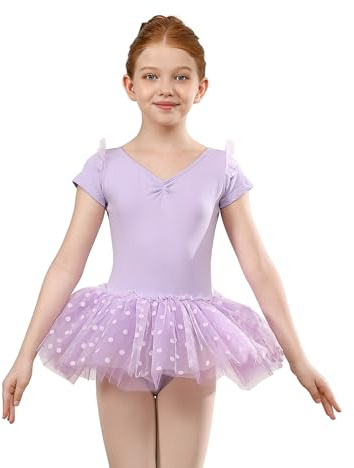 ZYXWVU Tutu Danza Classica Bambina a Maniche Corte Vestito Ballerina Bambina