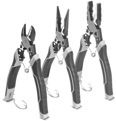 STAHLWERK Zangen 3er Set mit Kombizange Seitenschneider und Flachrundzange aus hochwertigem Chrom-Vanadium